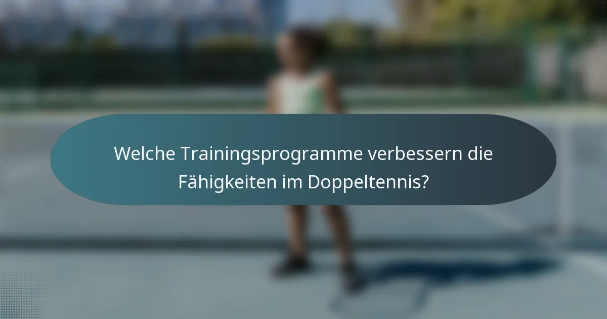 Welche Trainingsprogramme verbessern die Fähigkeiten im Doppeltennis?