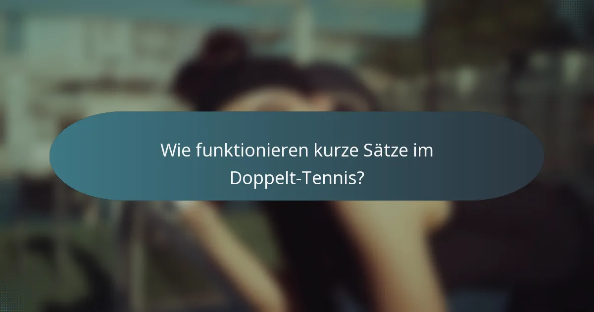 Wie funktionieren kurze Sätze im Doppelt-Tennis?