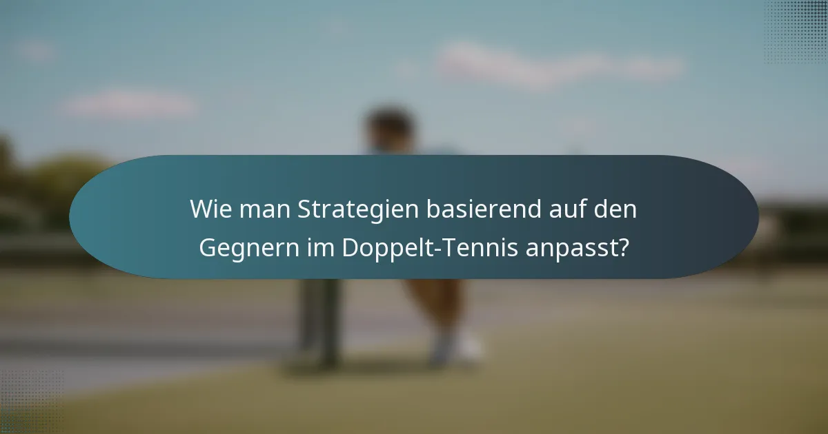 Wie man Strategien basierend auf den Gegnern im Doppelt-Tennis anpasst?
